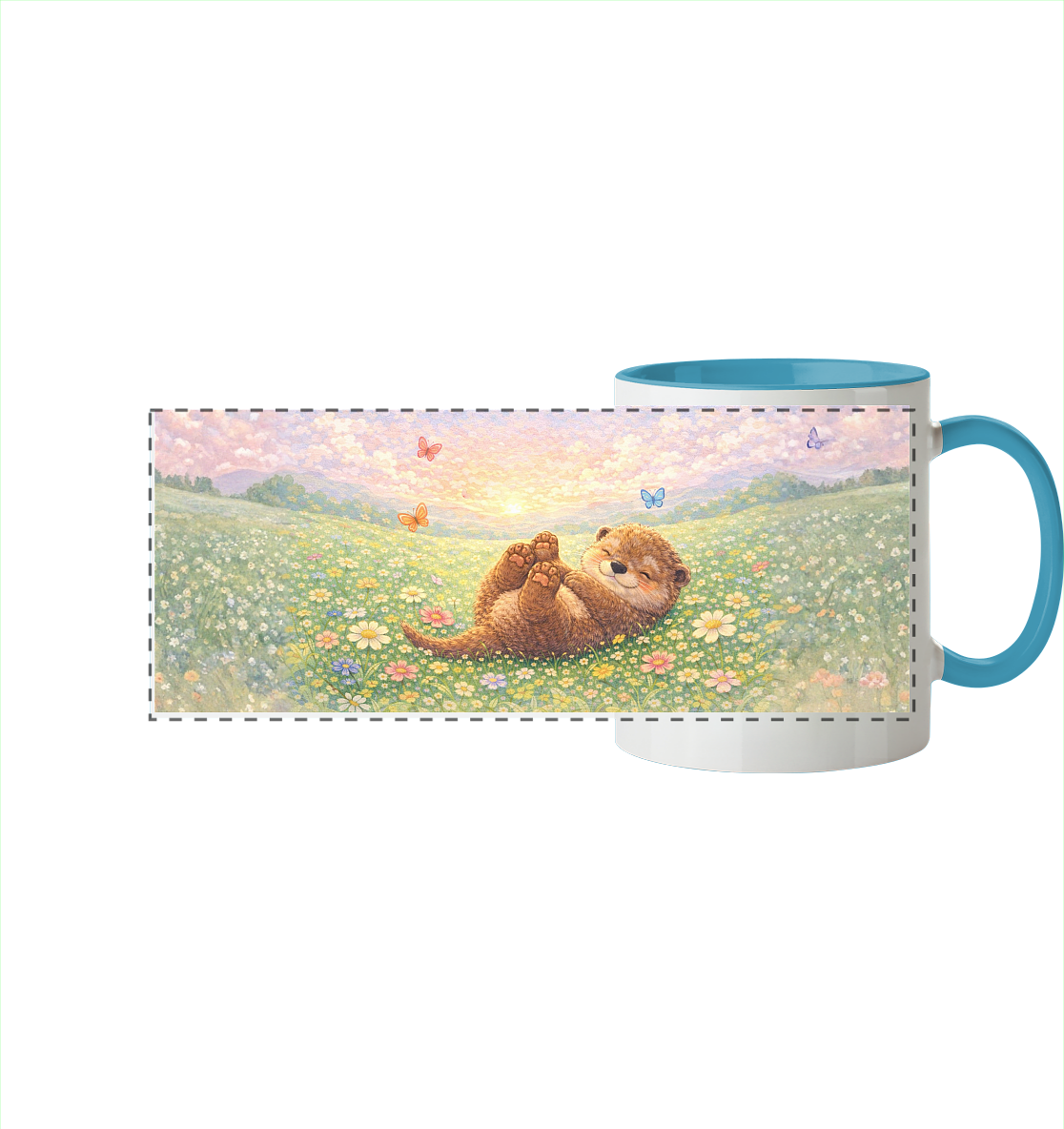 Otter - Wiese - Panorama Tasse zweifarbig