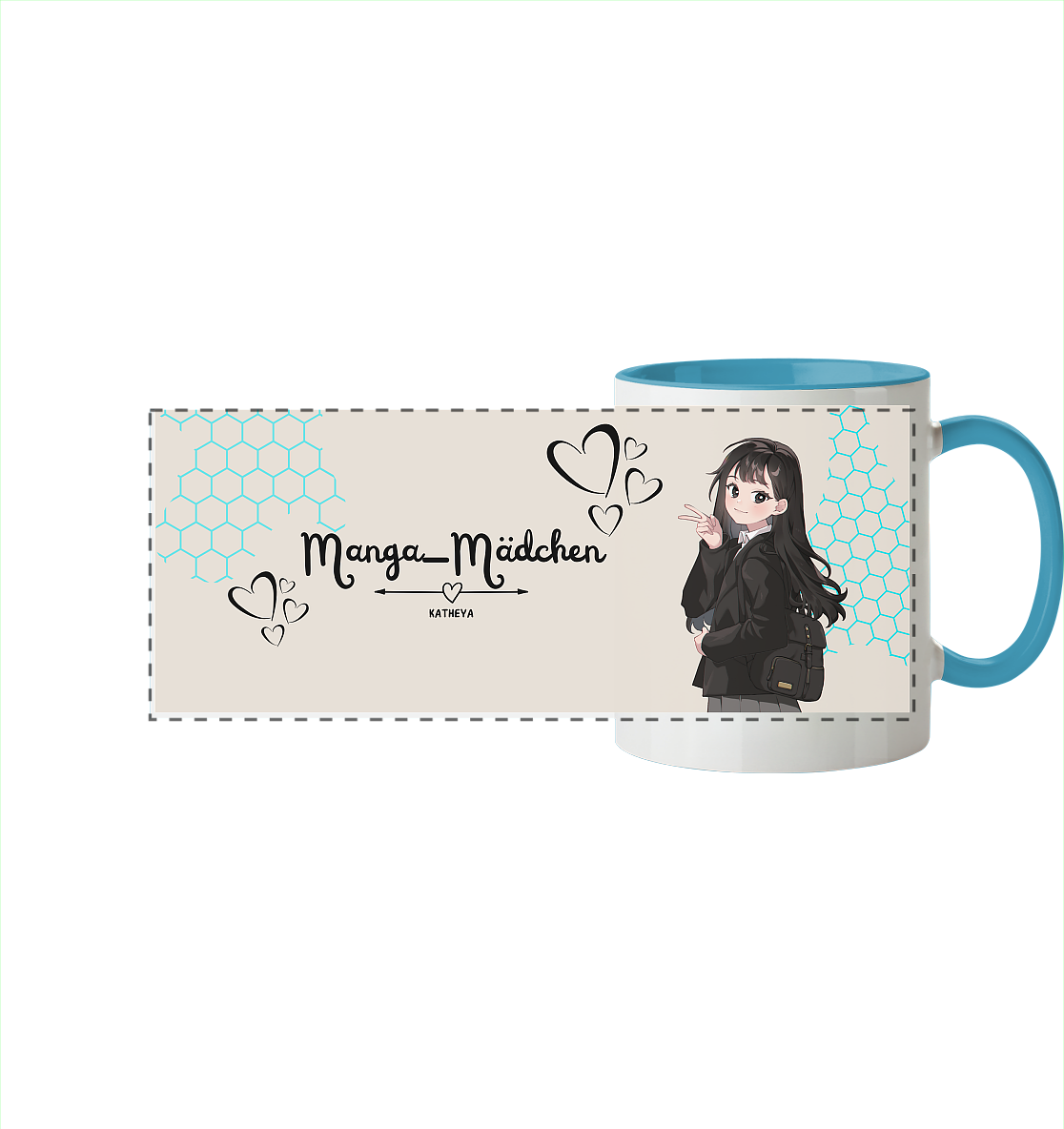 Manga-Mädchen Tasse - Panorama Tasse zweifarbig