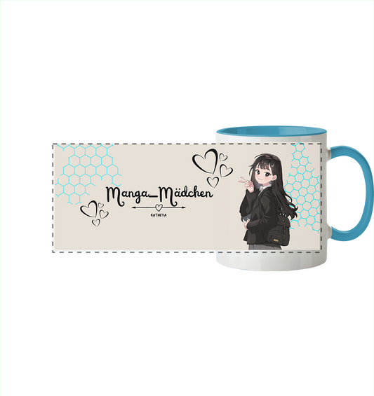 Manga-Mädchen Tasse - Panorama Tasse zweifarbig
