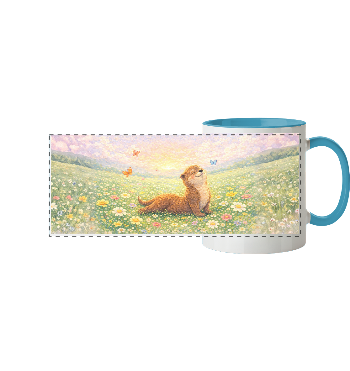 Otter - Yoga - Panorama Tasse zweifarbig