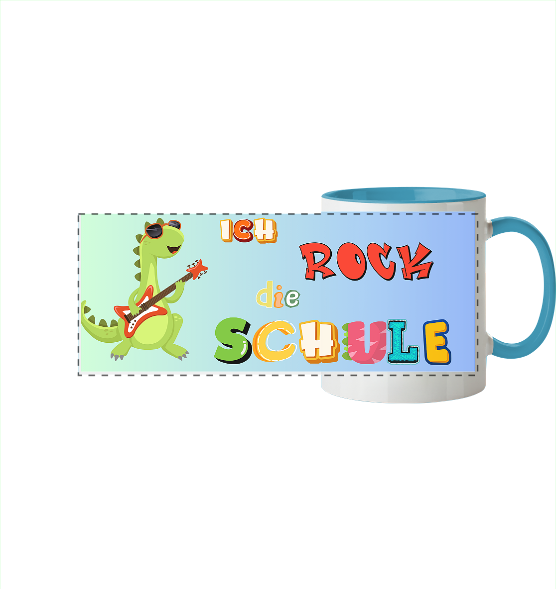 Schulanfang- Ich Rock die Schule - Panorama Tasse zweifarbig