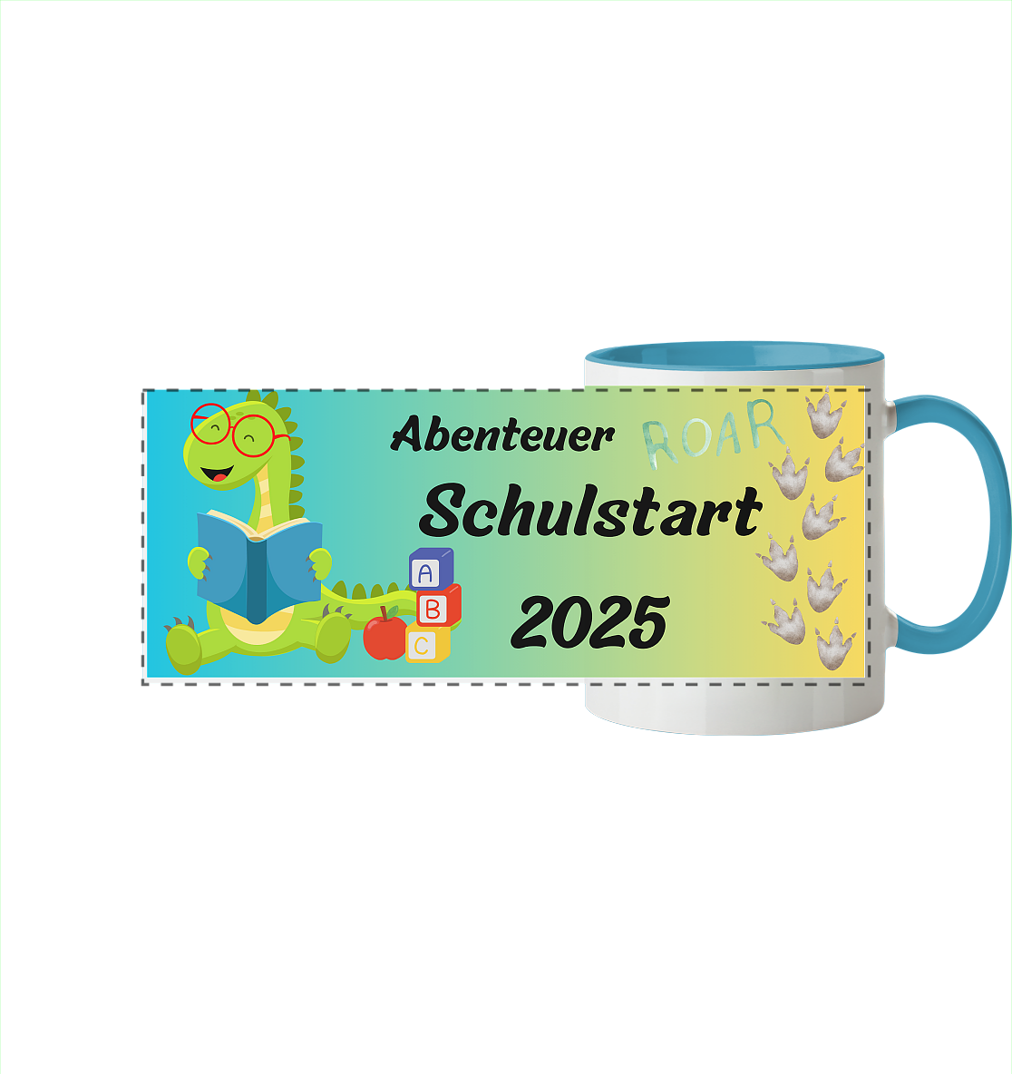 Schulanfang-Abenteuer Schulstart 2025 - Panorama Tasse zweifarbig