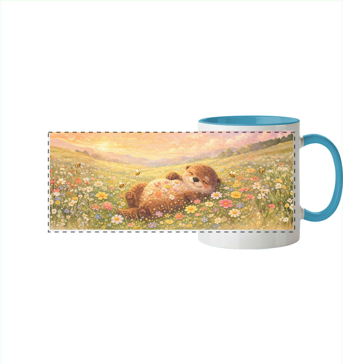 Otter - Dicki Blumenwiese - Panorama Tasse zweifarbig
