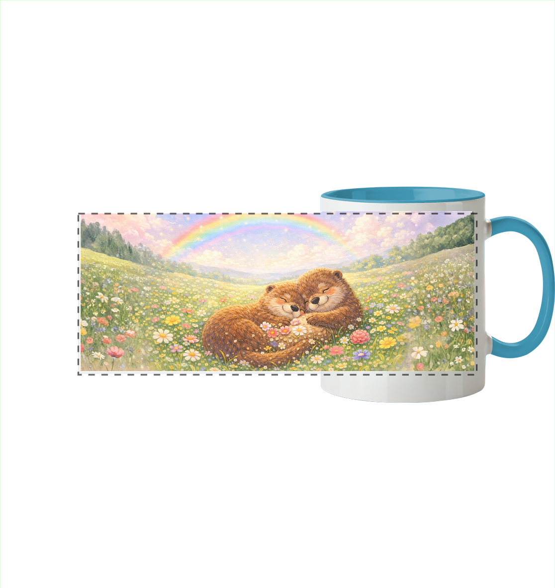 Otter - Pärchen - Panorama Tasse zweifarbig