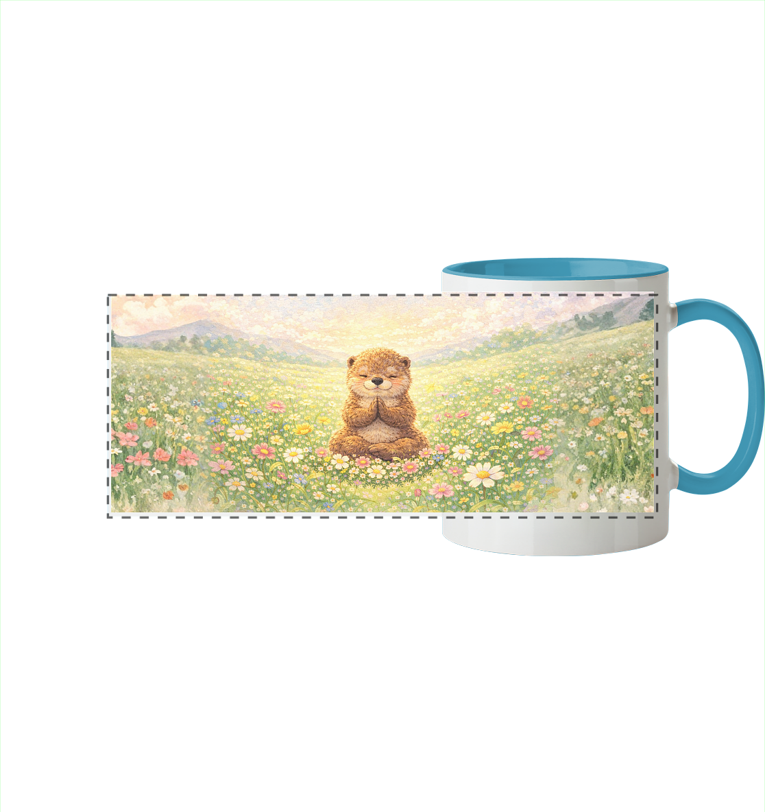 Otter - Namaste - Panorama Tasse zweifarbig