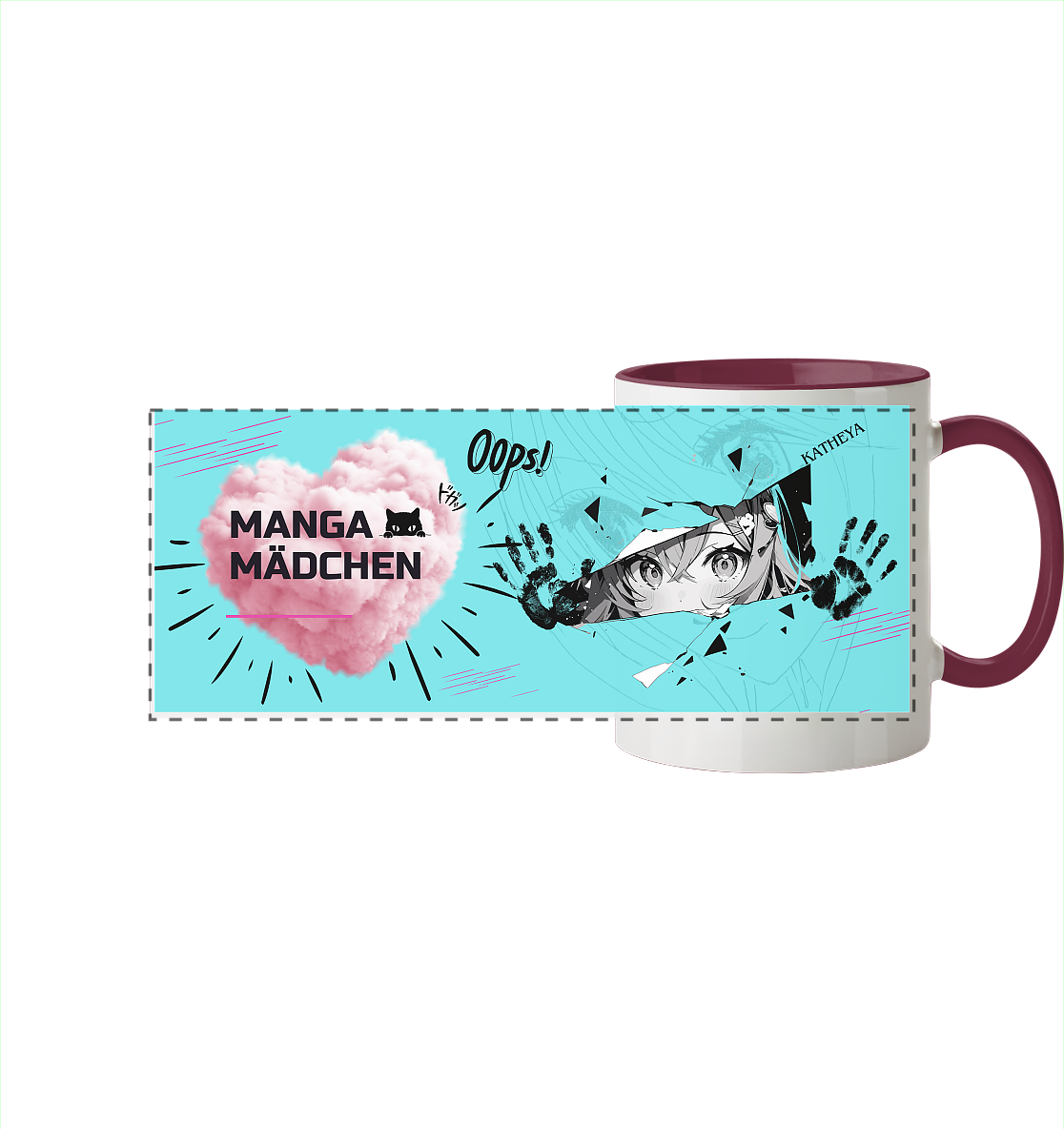 Manga Mädchen - Panorama Tasse zweifarbig