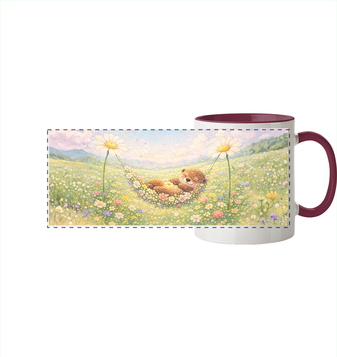Otter - Blumenhängematte - Panorama Tasse zweifarbig
