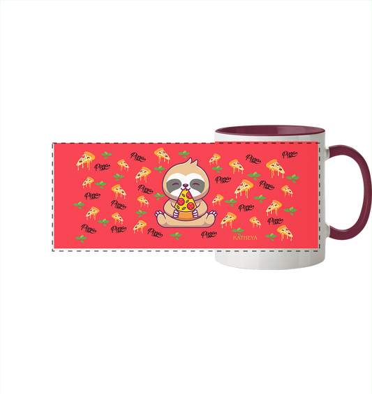 Faultier - Pizza  - Panorama Tasse zweifarbig