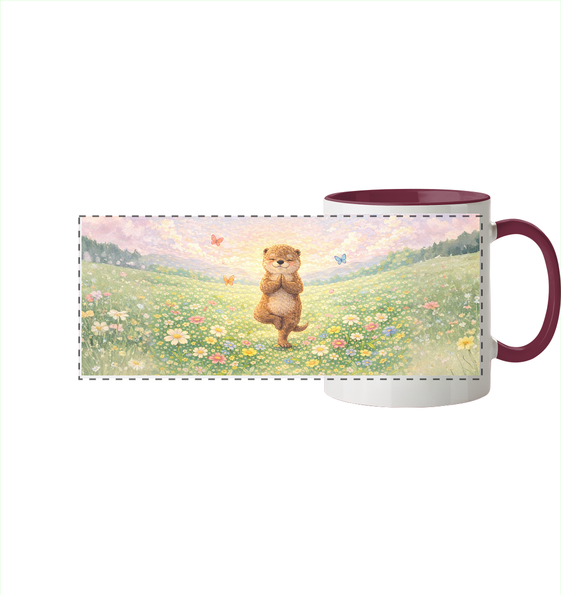 Otter - Yoga 2  - Panorama Tasse zweifarbig