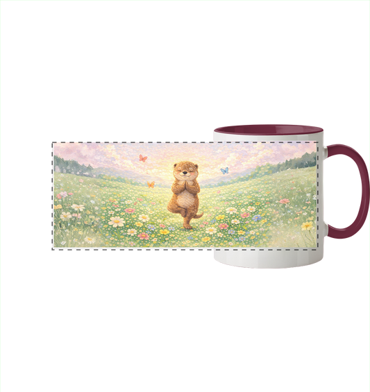 Otter - Yoga 2  - Panorama Tasse zweifarbig