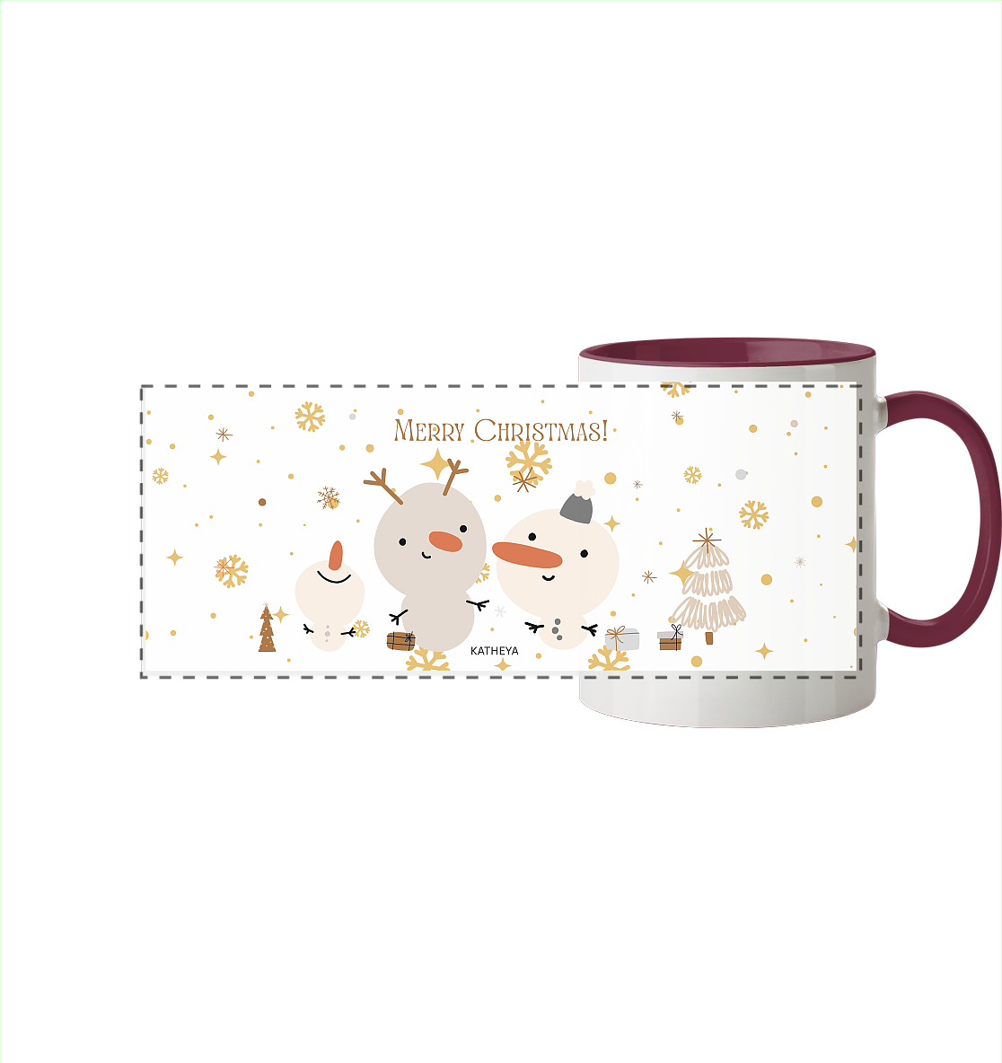 Weihnachtstassen-Merry Christmas - Panorama Tasse zweifarbig