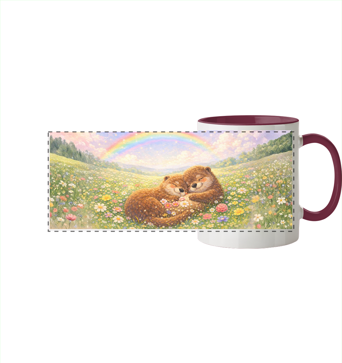 Otter - Pärchen - Panorama Tasse zweifarbig
