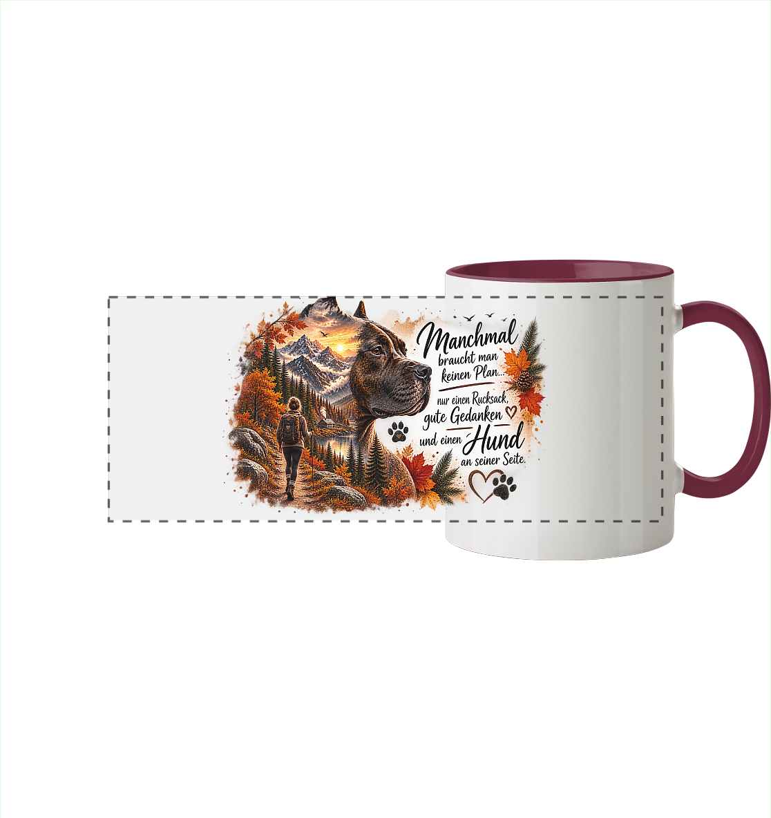 Amstaff- Liebe - Panorama Tasse zweifarbig
