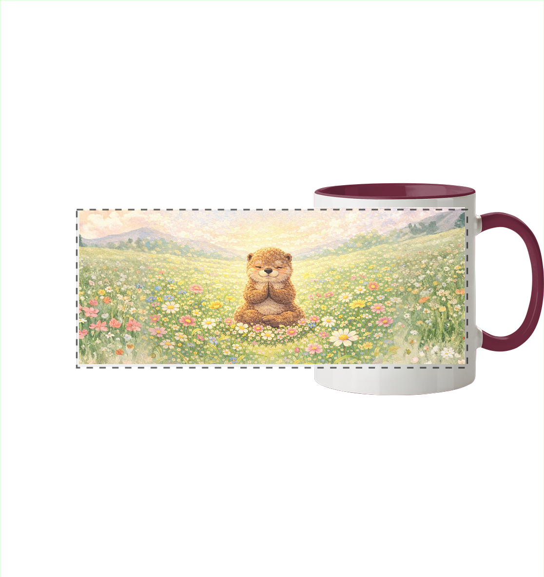 Otter - Namaste - Panorama Tasse zweifarbig