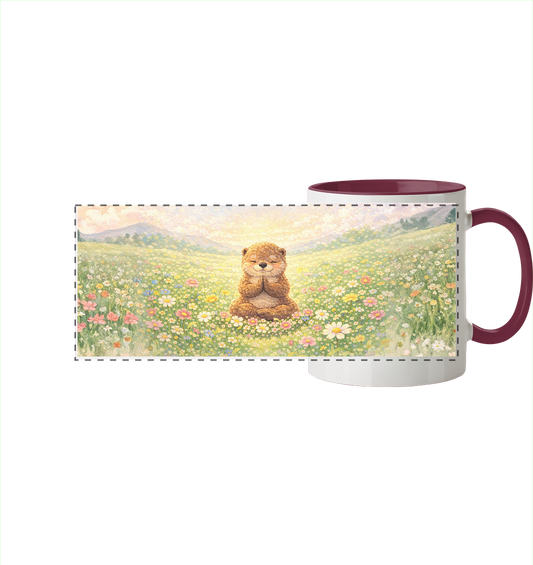 Otter - Namaste - Panorama Tasse zweifarbig