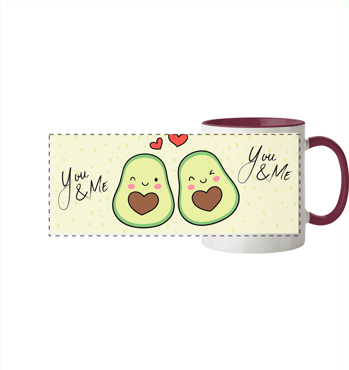 Avocado-Liebe - Panorama Tasse zweifarbig