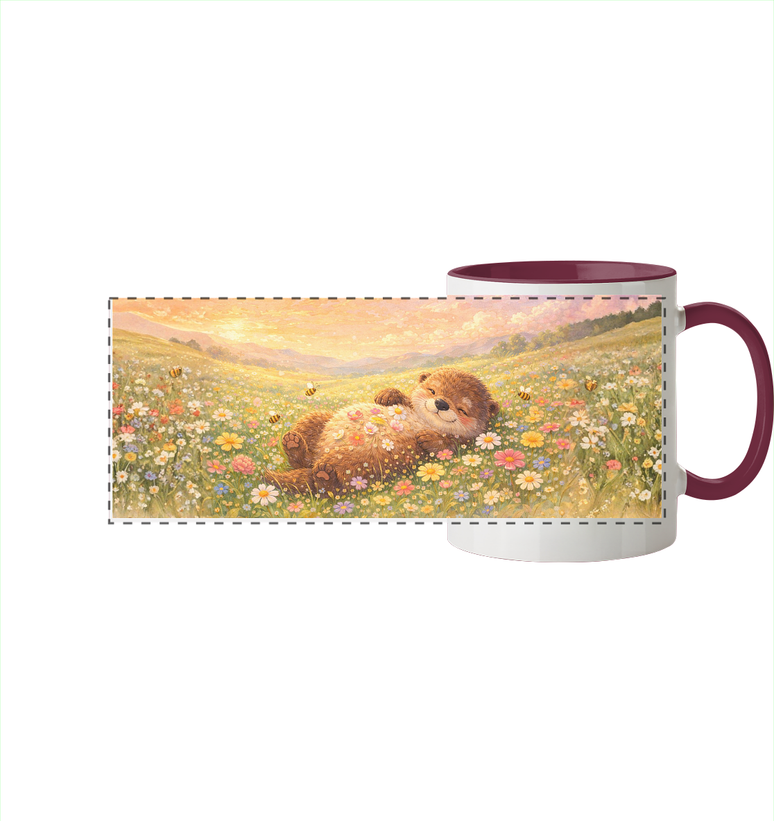 Otter - Dicki Blumenwiese - Panorama Tasse zweifarbig