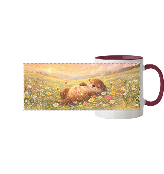 Otter - Dicki Blumenwiese - Panorama Tasse zweifarbig