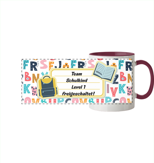Schulanfang-Team  - Panorama Tasse zweifarbig