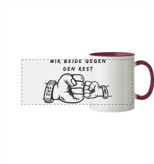Vatertags Geschenk - Wir beide gegen den Rest - Panorama Tasse zweifarbig