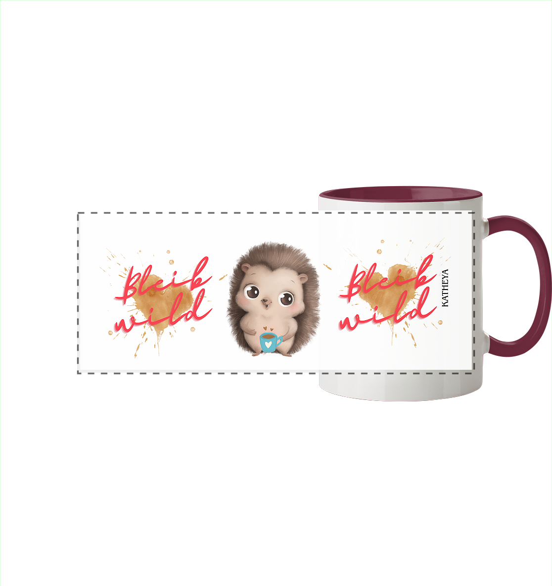 Igel- Bleib wild - Panorama Tasse zweifarbig