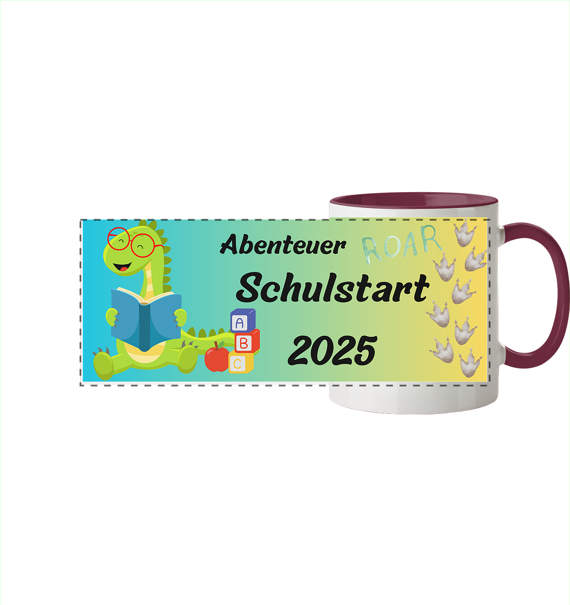 Schulanfang-Abenteuer Schulstart 2025 - Panorama Tasse zweifarbig