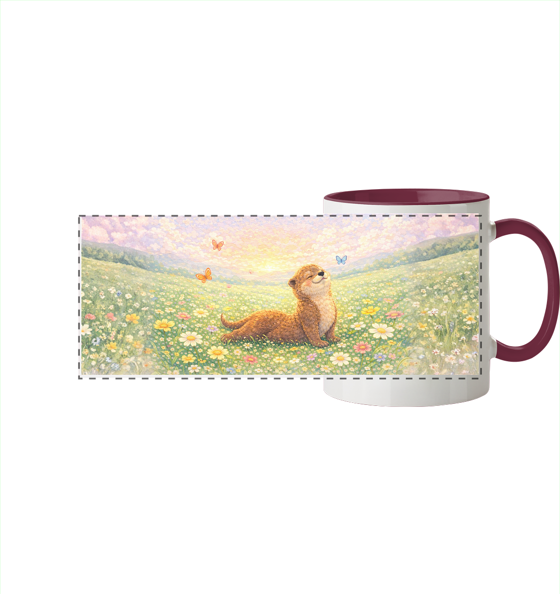 Otter - Yoga - Panorama Tasse zweifarbig