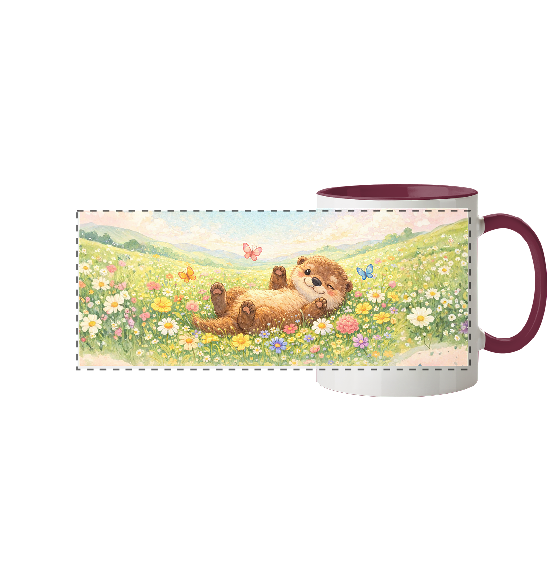 Otter - Blumenwiese - Panorama Tasse zweifarbig