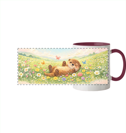 Otter - Blumenwiese - Panorama Tasse zweifarbig