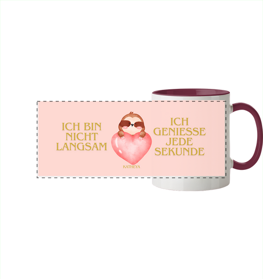 Faultier - Liebe - Panorama Tasse zweifarbig