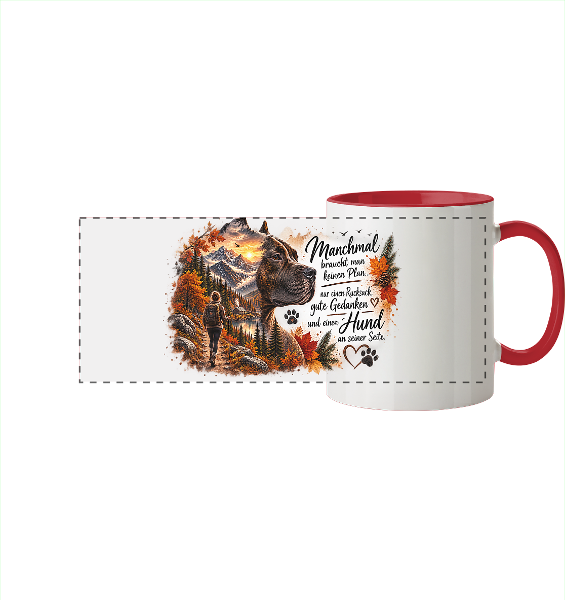 Amstaff- Liebe - Panorama Tasse zweifarbig
