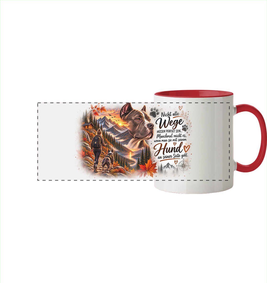 Dog Love - Panorama Tasse zweifarbig