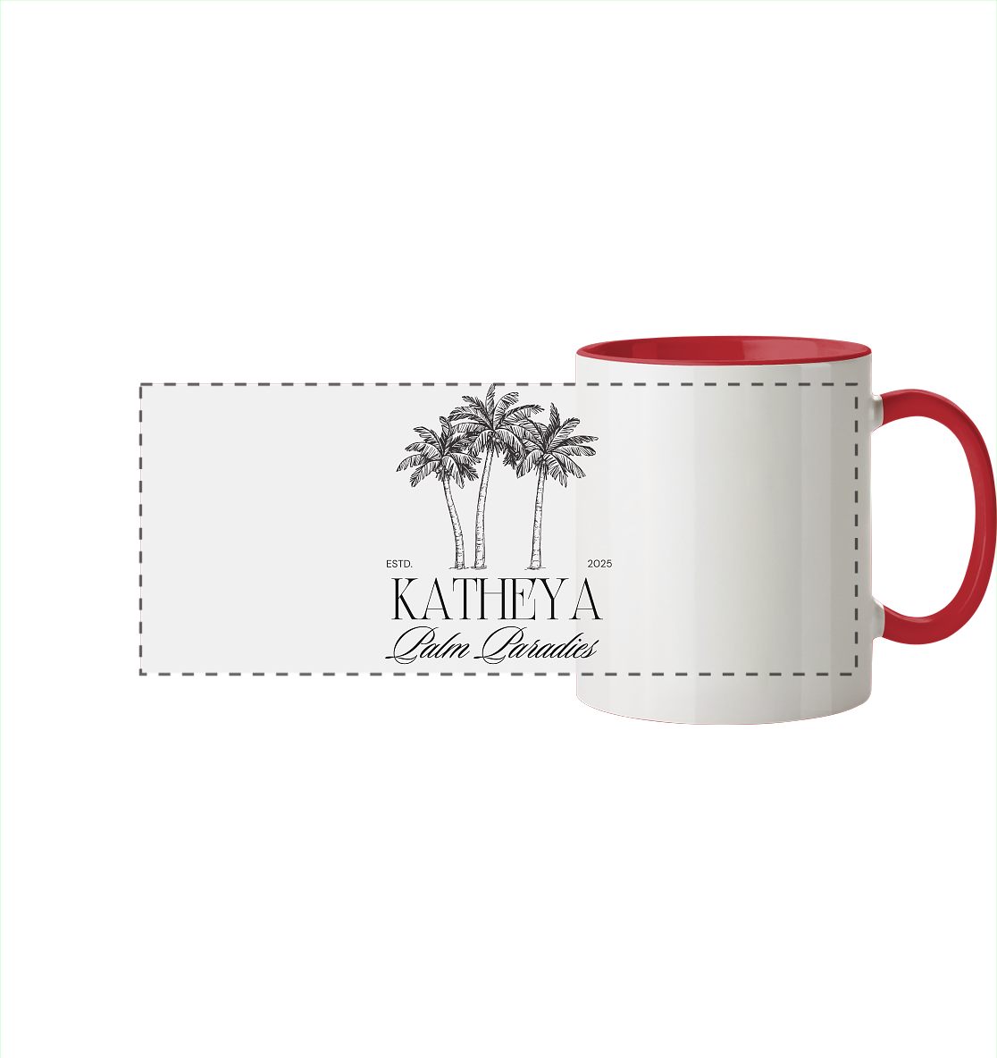 Palm Paradies  - Panorama Tasse zweifarbig