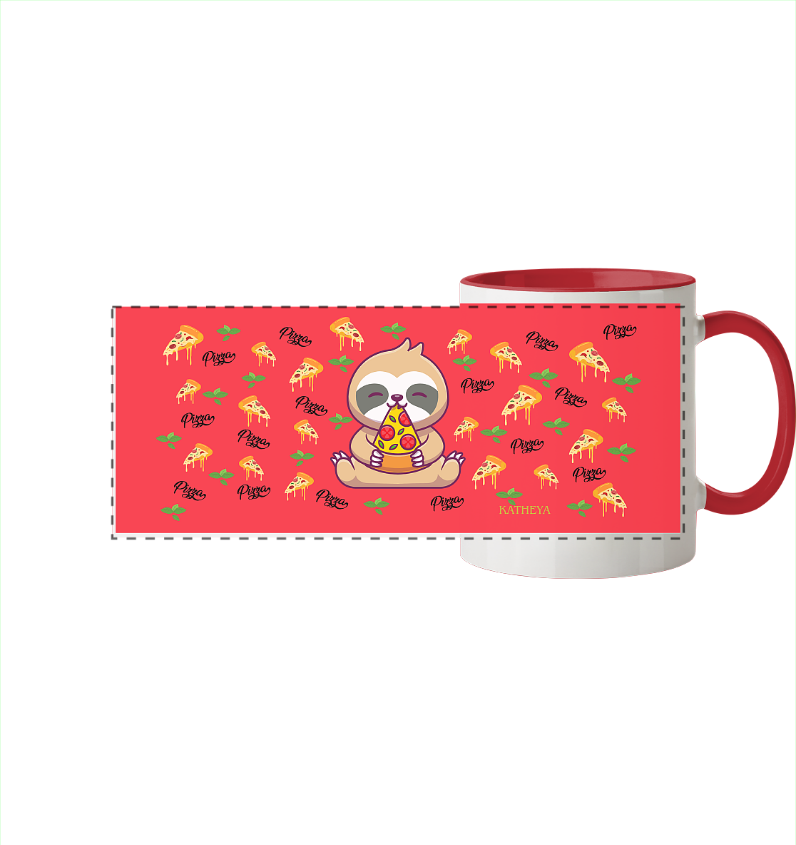Faultier - Pizza  - Panorama Tasse zweifarbig