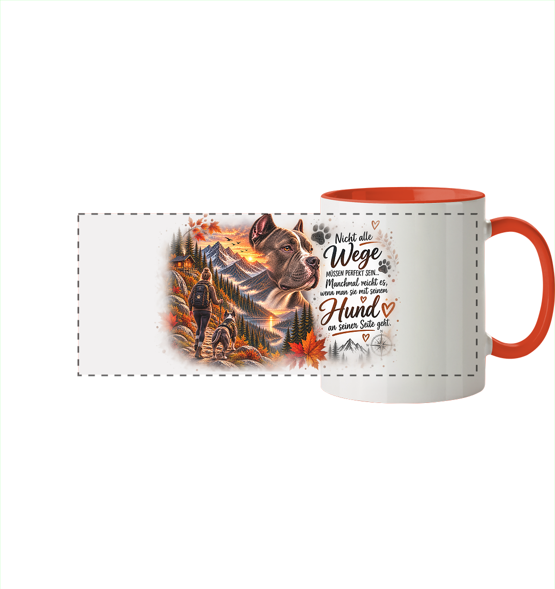 Dog Love - Panorama Tasse zweifarbig
