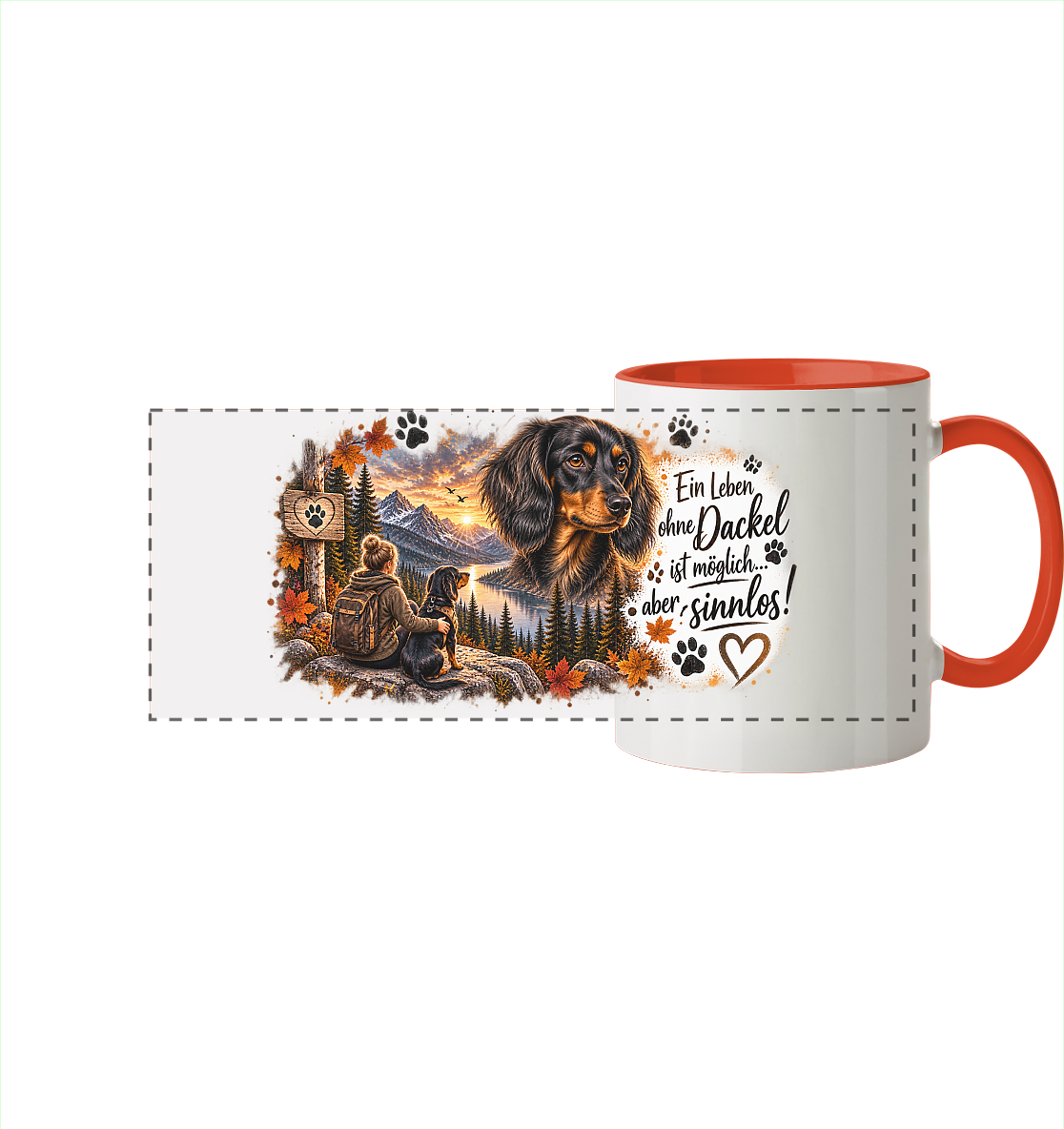 Dackel Liebe  - Panorama Tasse zweifarbig