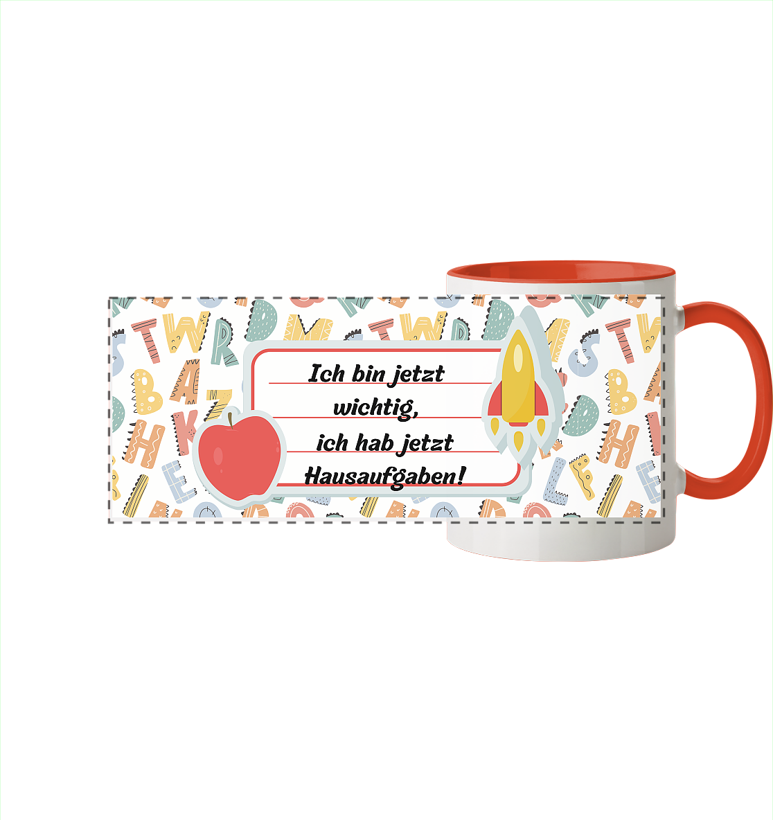 Schulanfang-Ich bin jetzt wichtig - Panorama Tasse zweifarbig