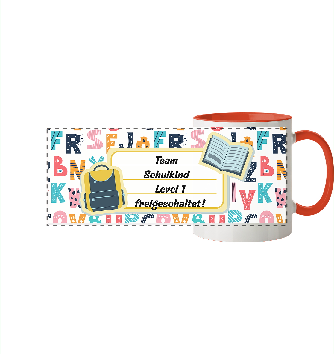 Schulanfang-Team  - Panorama Tasse zweifarbig