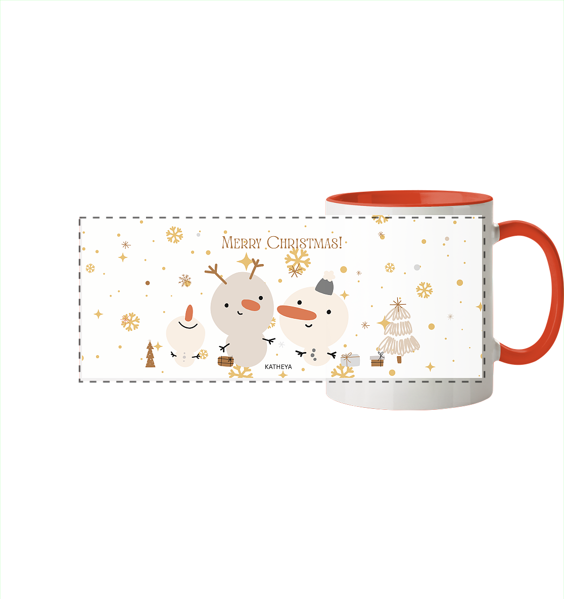 Weihnachtstassen-Merry Christmas - Panorama Tasse zweifarbig