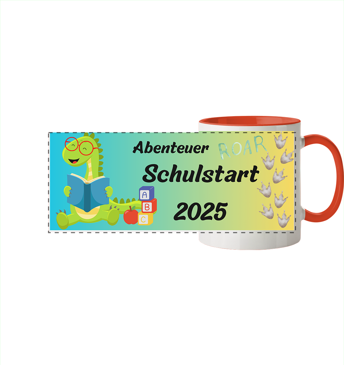 Schulanfang-Abenteuer Schulstart 2025 - Panorama Tasse zweifarbig