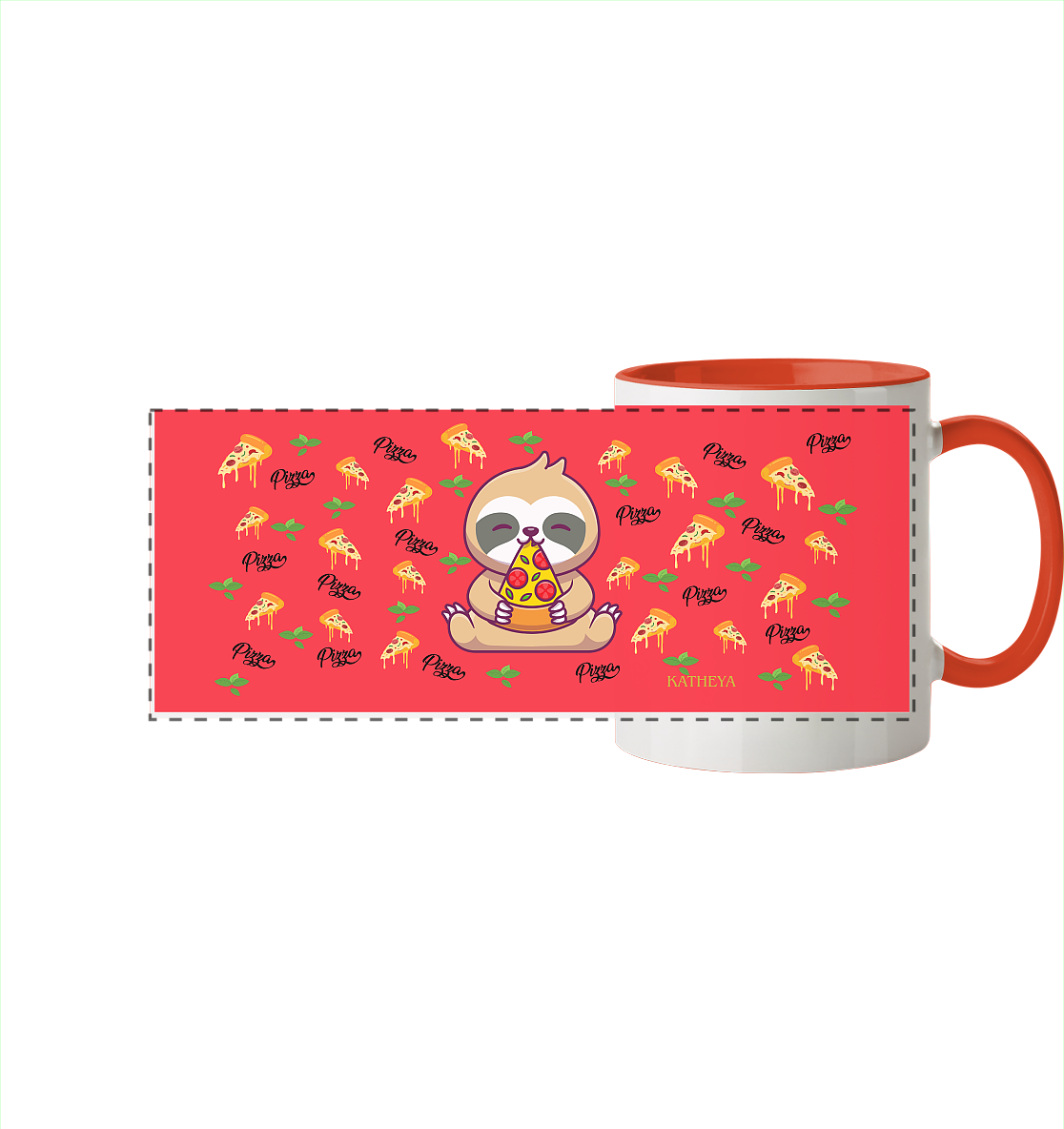 Faultier - Pizza  - Panorama Tasse zweifarbig