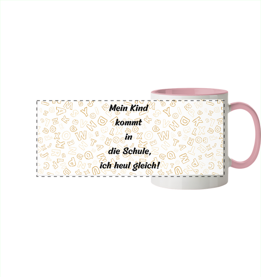 Schulanfang-ich heul gleich - Panorama Tasse zweifarbig