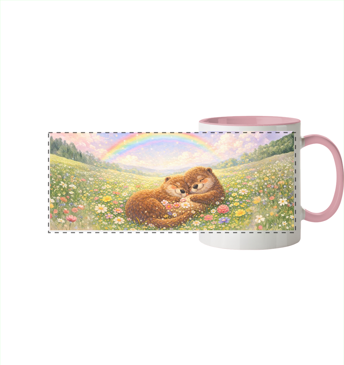 Otter - Pärchen - Panorama Tasse zweifarbig
