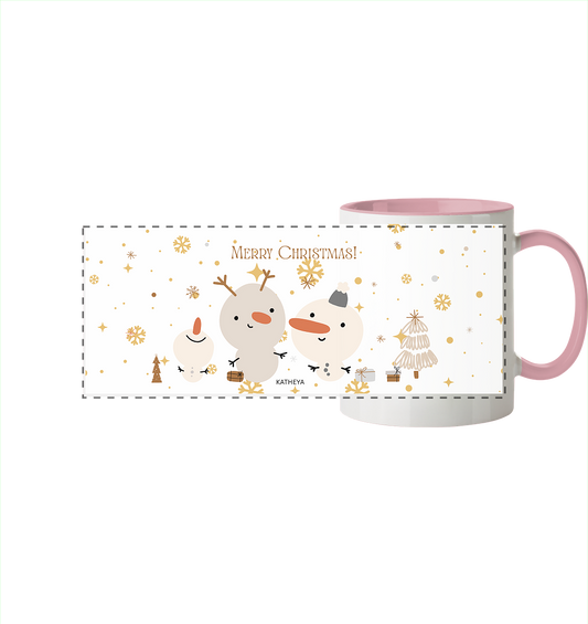 Weihnachtstassen-Merry Christmas - Panorama Tasse zweifarbig
