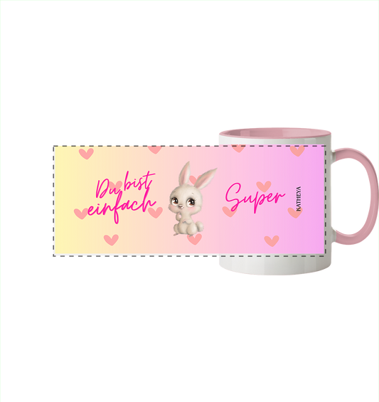Hasi-Du bist einfach Super - Panorama Tasse zweifarbig