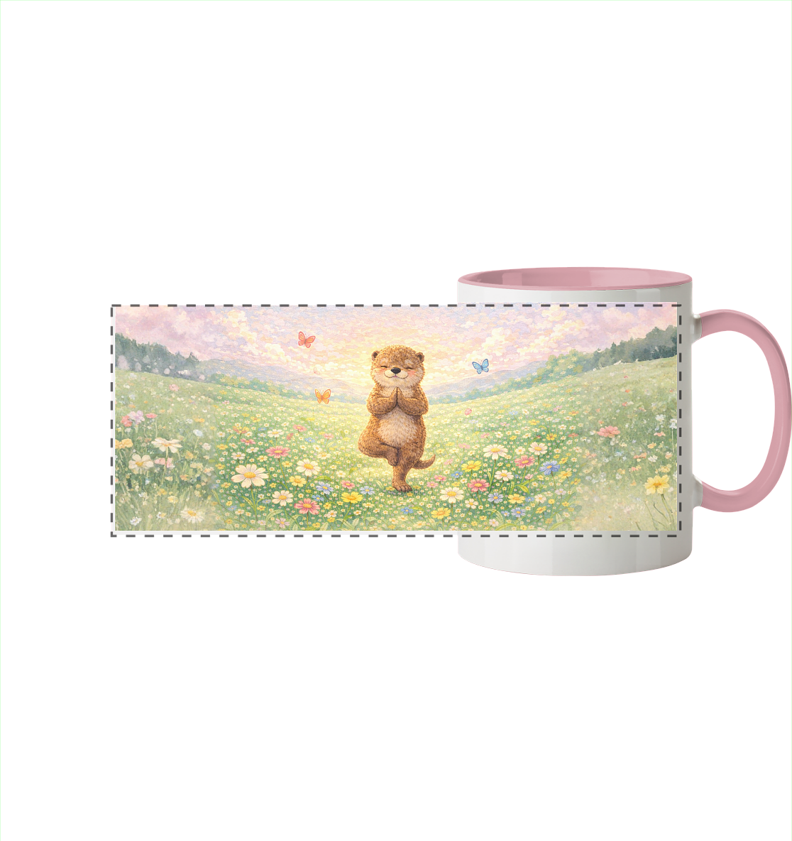 Otter - Yoga 2  - Panorama Tasse zweifarbig