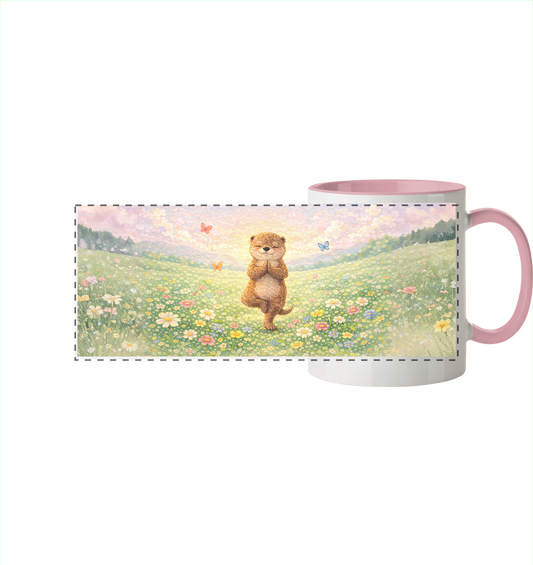 Otter - Yoga 2  - Panorama Tasse zweifarbig