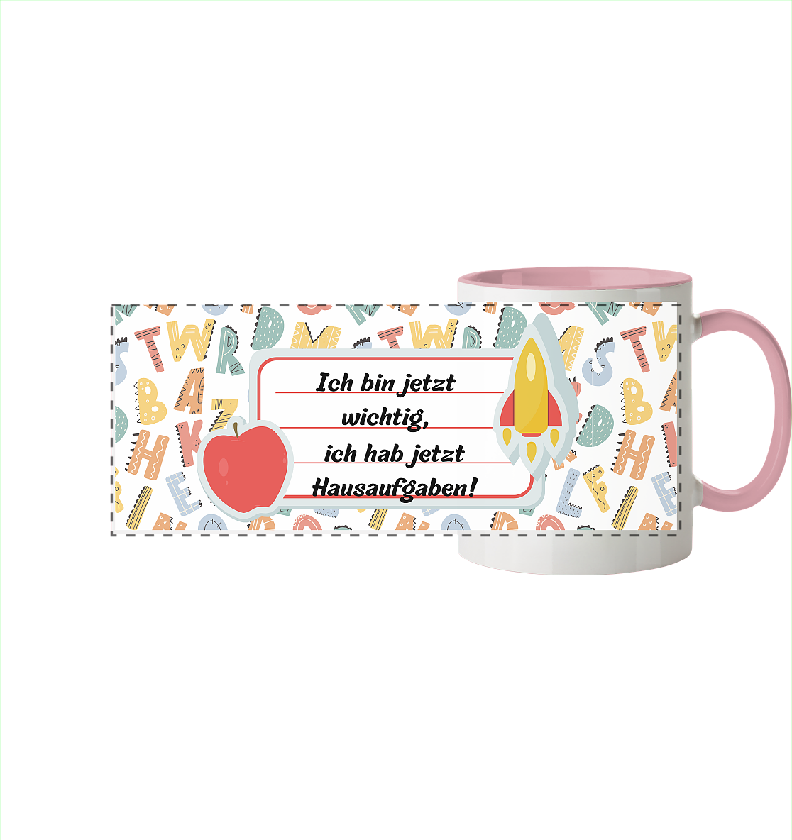 Schulanfang-Ich bin jetzt wichtig - Panorama Tasse zweifarbig