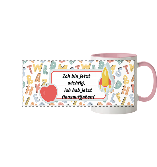 Schulanfang-Ich bin jetzt wichtig - Panorama Tasse zweifarbig