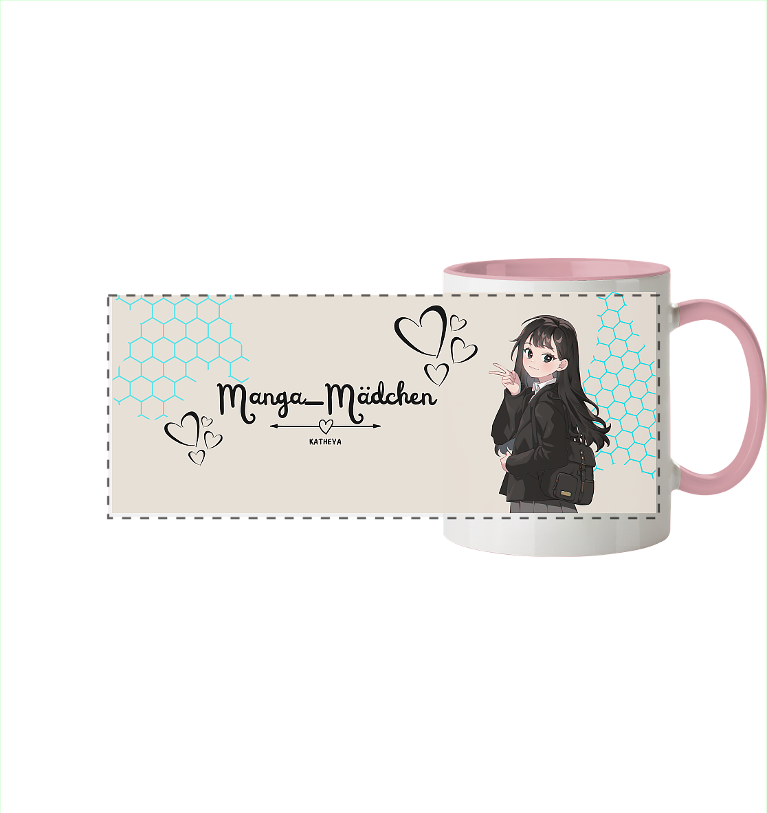 Manga-Mädchen Tasse - Panorama Tasse zweifarbig